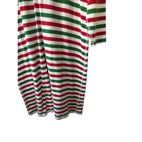 Hanna Andersson Red White & Green Stripe Henley Nightshirt Nightgown Small - Picture 3 of 6